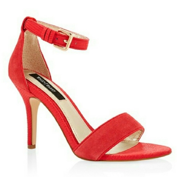 WHBM Filia Suede Ankle Strap Heels, Red, 5.5M - Picture 1 of 13